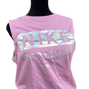 Nike tank, lavender-pink with silver, crewneck, short sleeve women's size S